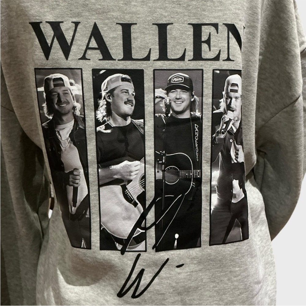 Wallen Graphic Hoodie Sweatshirt Gray Women’s Large Country Music Pullover